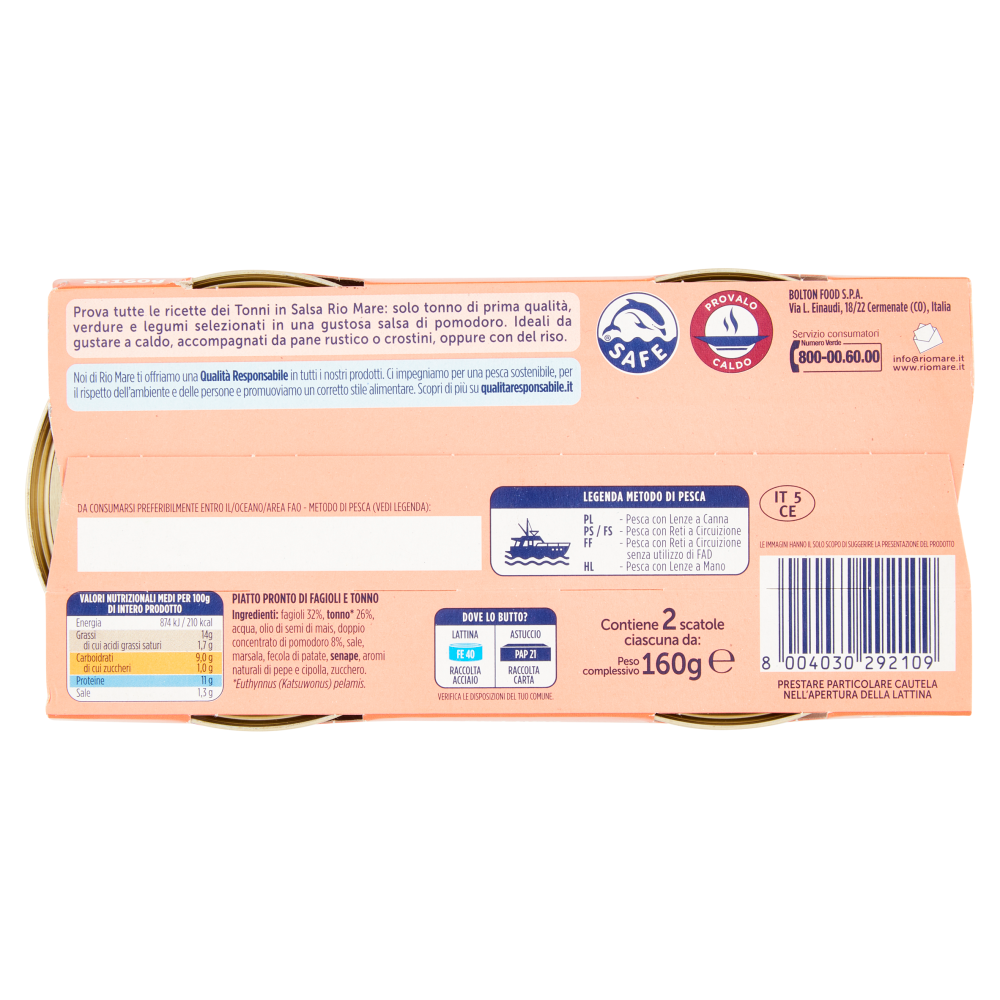 Rio mare Tonno in salsa con Fagioli 2 x 160 g