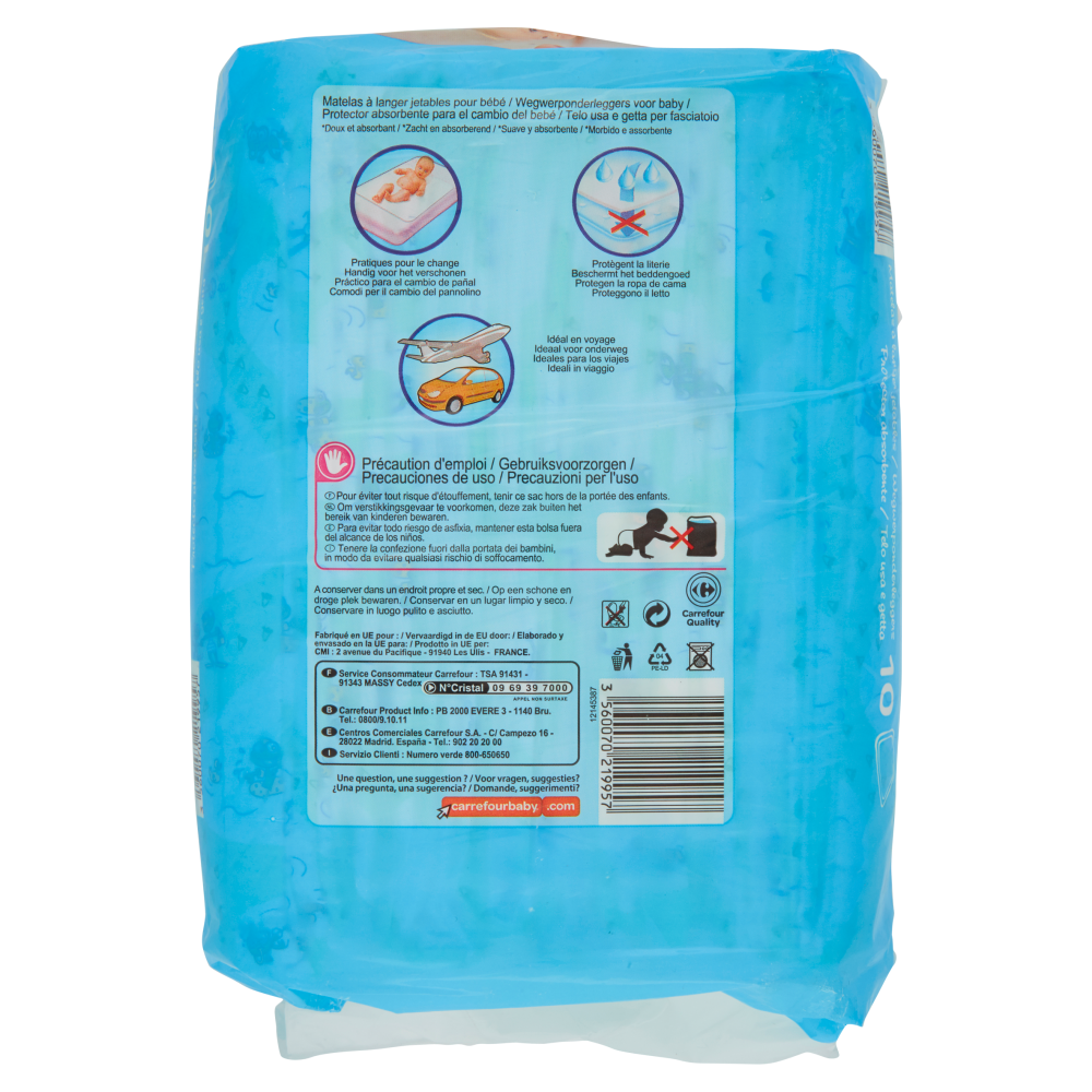 Carrefour Baby Telo usa e getta 60x60 10 pezzi