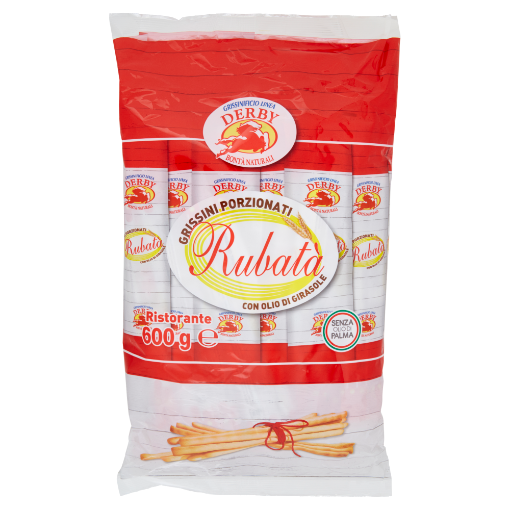 Grissinificio Linea Derby Rubatà Grissini Porzionati con Olio di Girasole 600 g