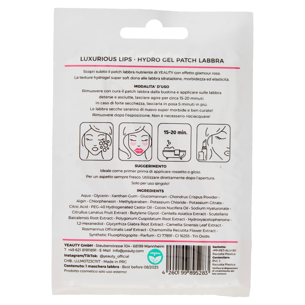 Yeauty Lip Pad Mask Hydro Gel Patch Labbra Luxurious Lips 1 pz