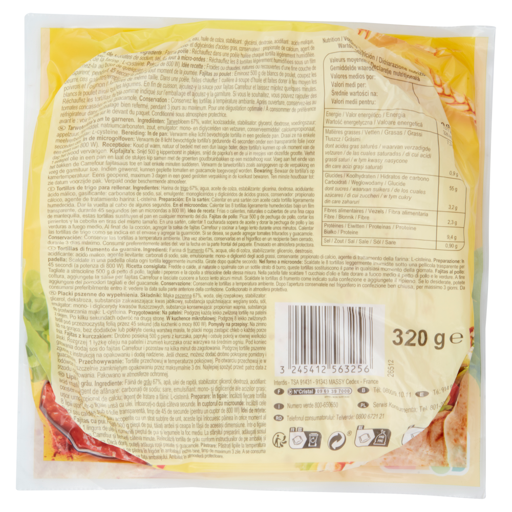 Carrefour Sensation 8 Tortillas frumento 320 g