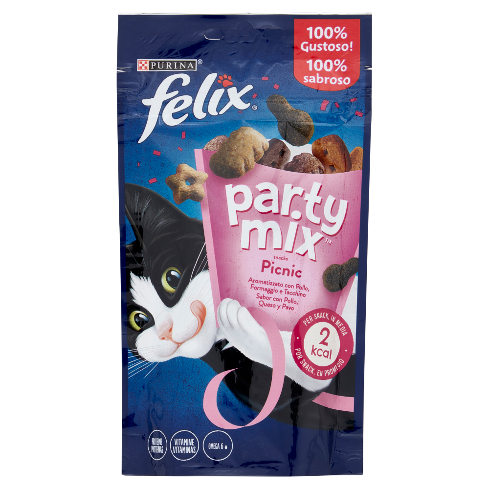 FELIX Party Mix Snacks Picnic Aromatizzato con Pollo, Formaggio e Tacchino 60 g