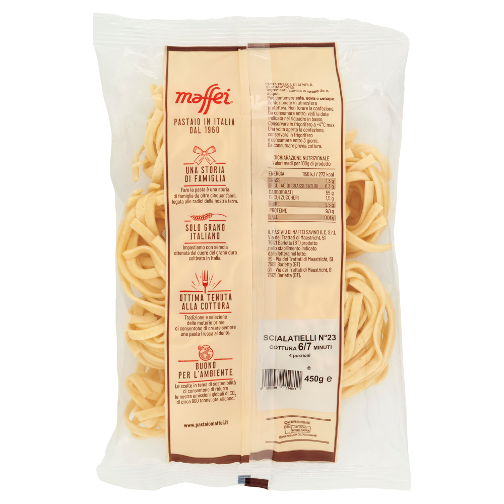 maffei Pasta Fresca di Semola di Grano Duro Scialatielli N&deg;23 450 g