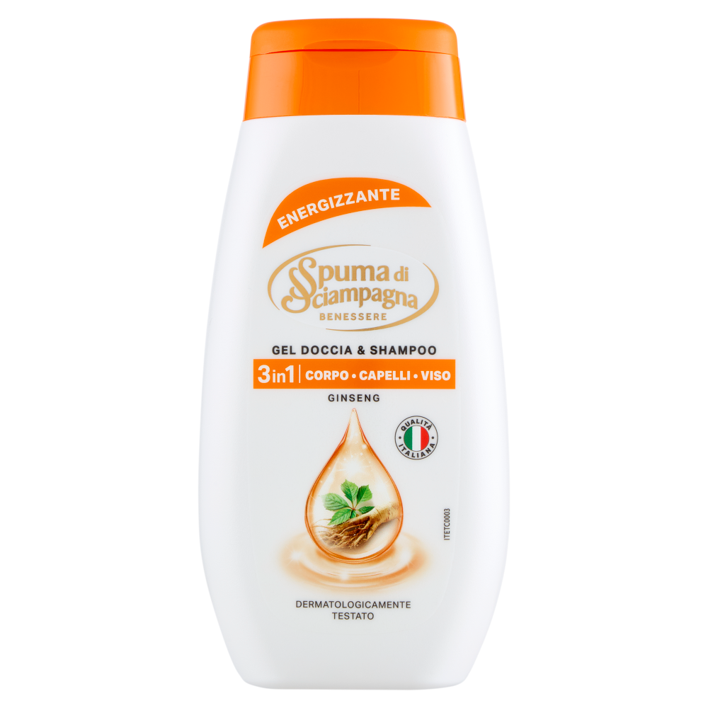 Spuma di Sciampagna Benessere Gel Doccia & Shampoo Energizzante Ginseng 250 ml