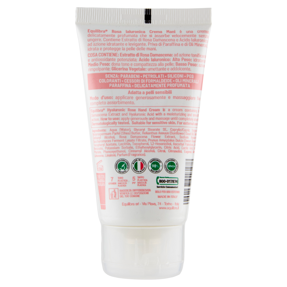 equilibra Rosa Ialuronica Crema Mani Levigante - Protettiva 75 ml