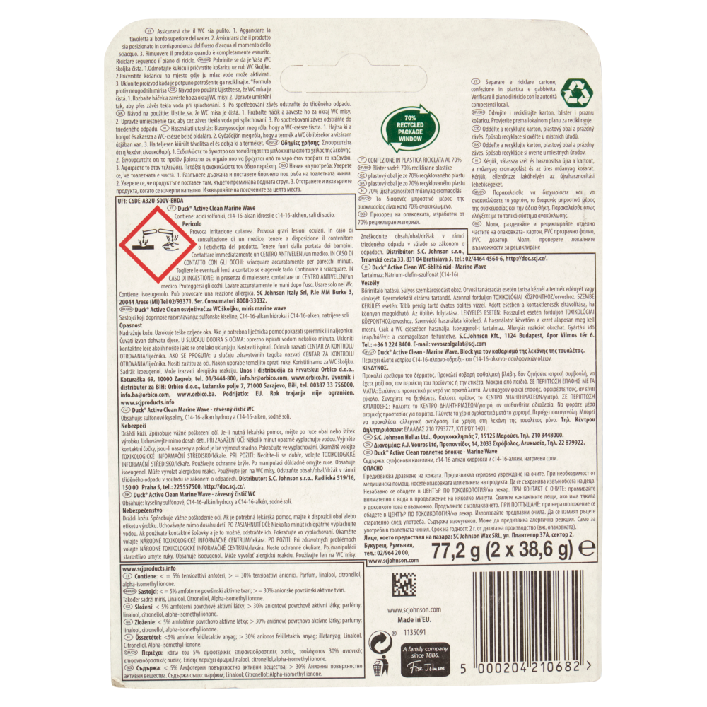 Duck Active Clean Duopacco, fragranza Marine 2x38,6gr