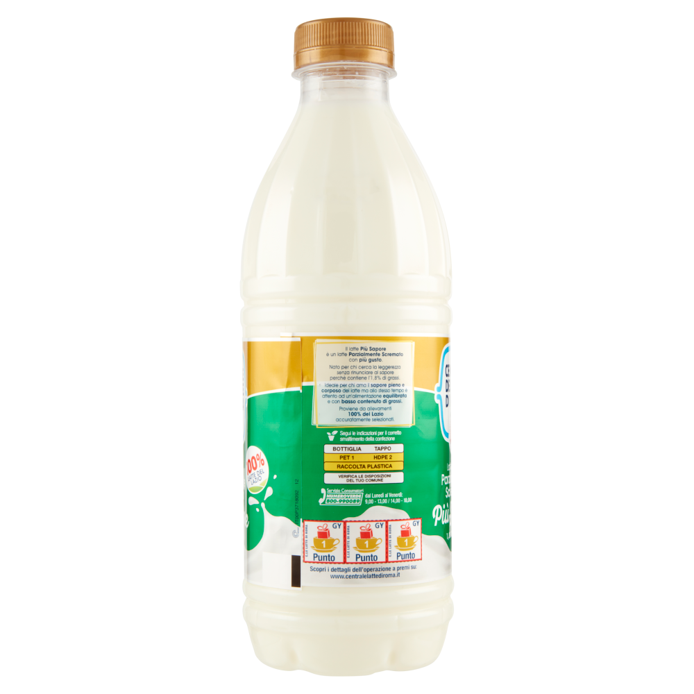 Centrale del Latte di Roma Latte Fresco Parzialmente Scremato Pi&ugrave; Sapore 1,8% di Grassi 1000 ml
