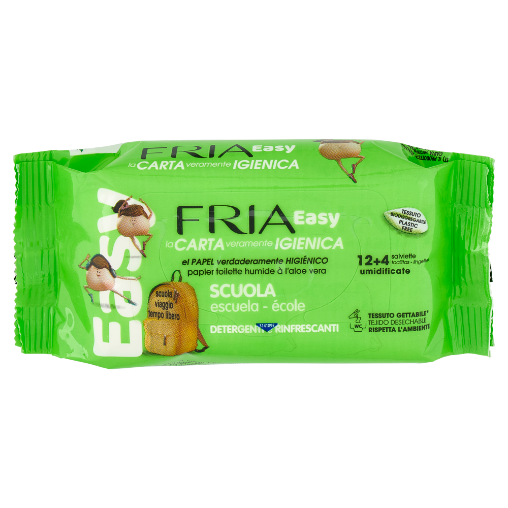 Fria Easy la Carta veramente Igienica Scuola salviette umidificate Detergenti e Rinfrescanti 12+4 pz