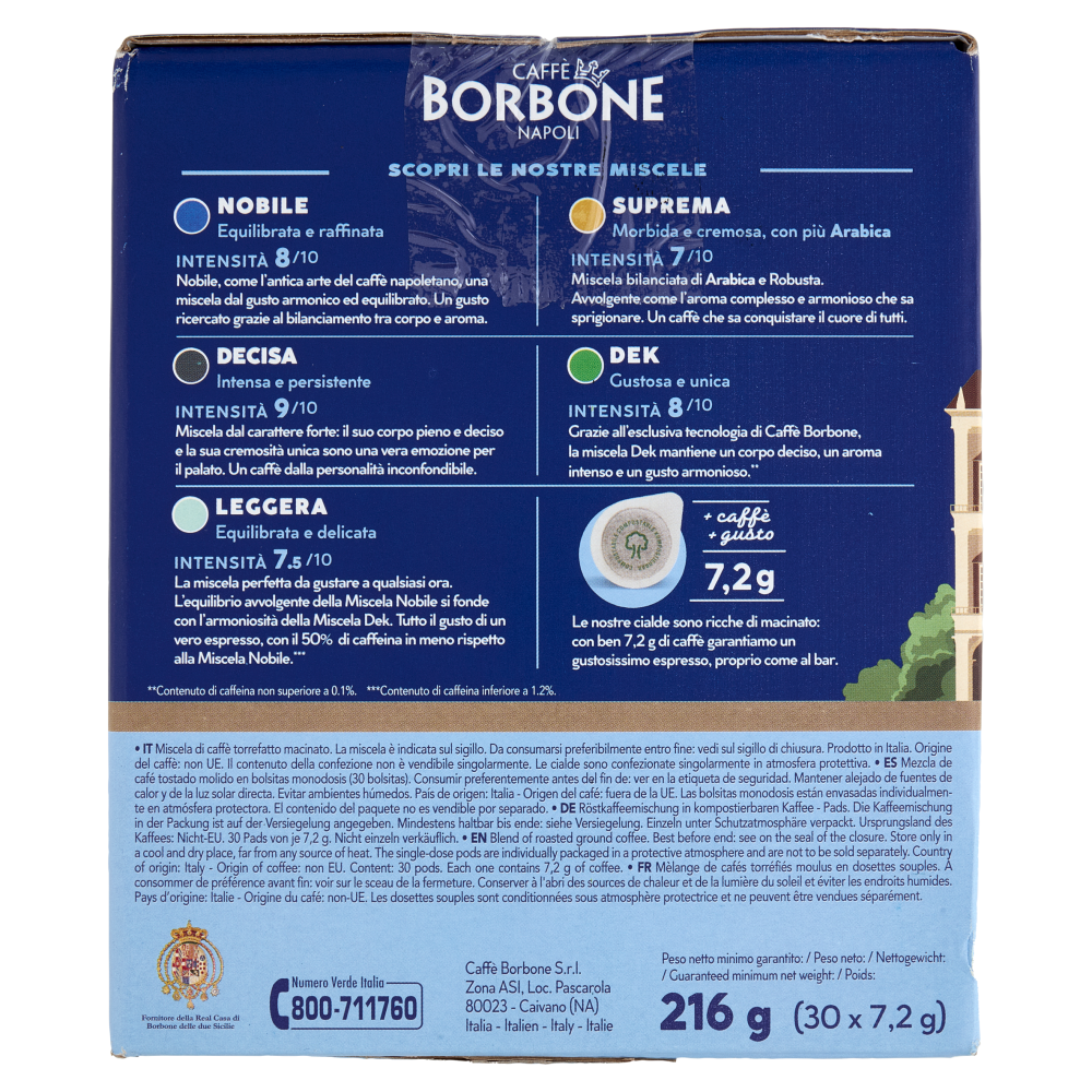 Caff&egrave; Borbone Miscela Decisa Cialde Compostabili* 30 x 7,2 g
