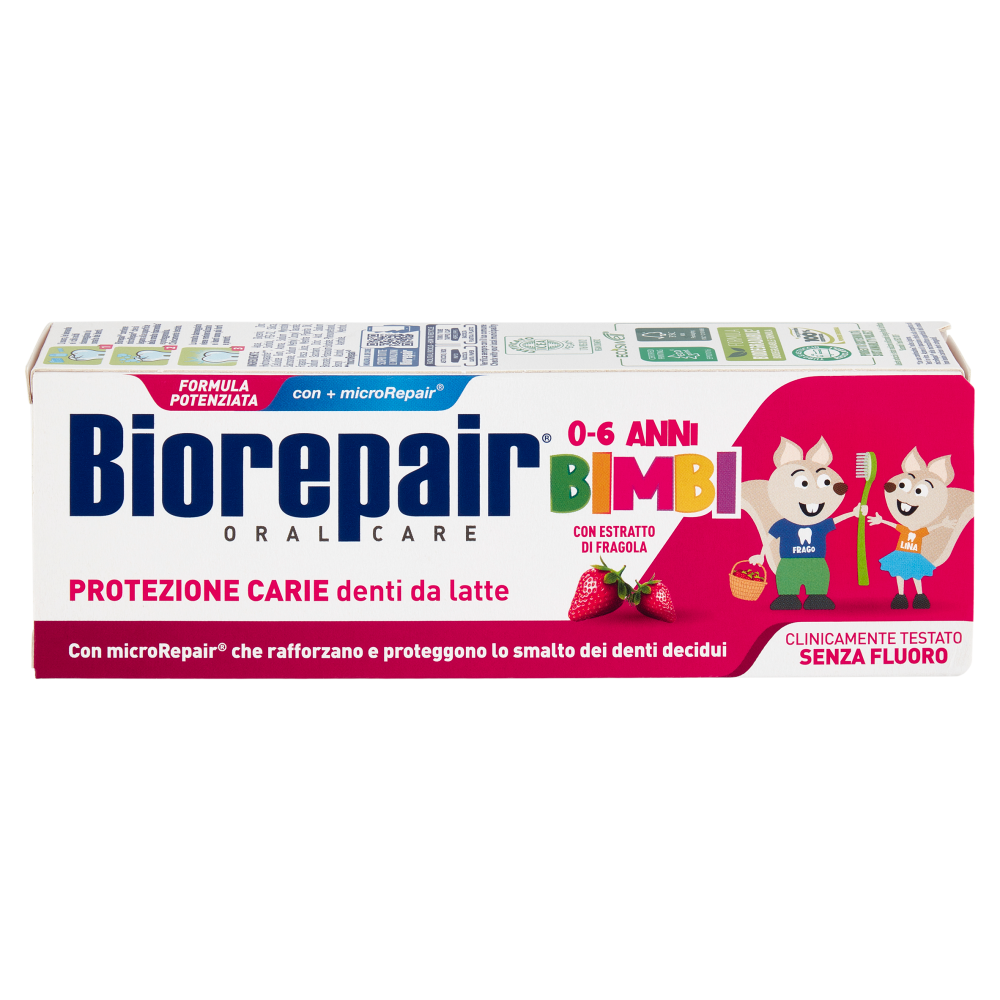 Biorepair Protezione Carie denti da latte Bimbi 0-6 Anni con Estratto di Fragola 50 ml