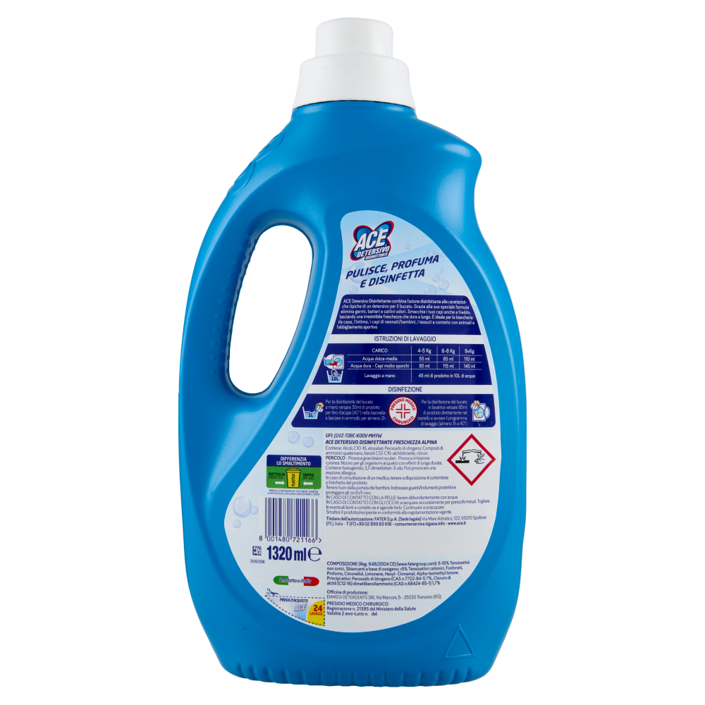 Ace Detersivo Igienizzante Freschezza Alpina 24 Lavaggi 1320 ml