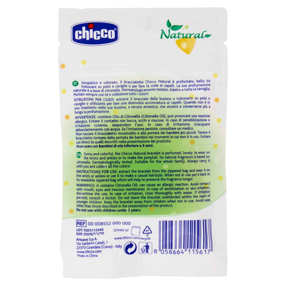 chicco Natural Braccialetto Profumato con citronella 