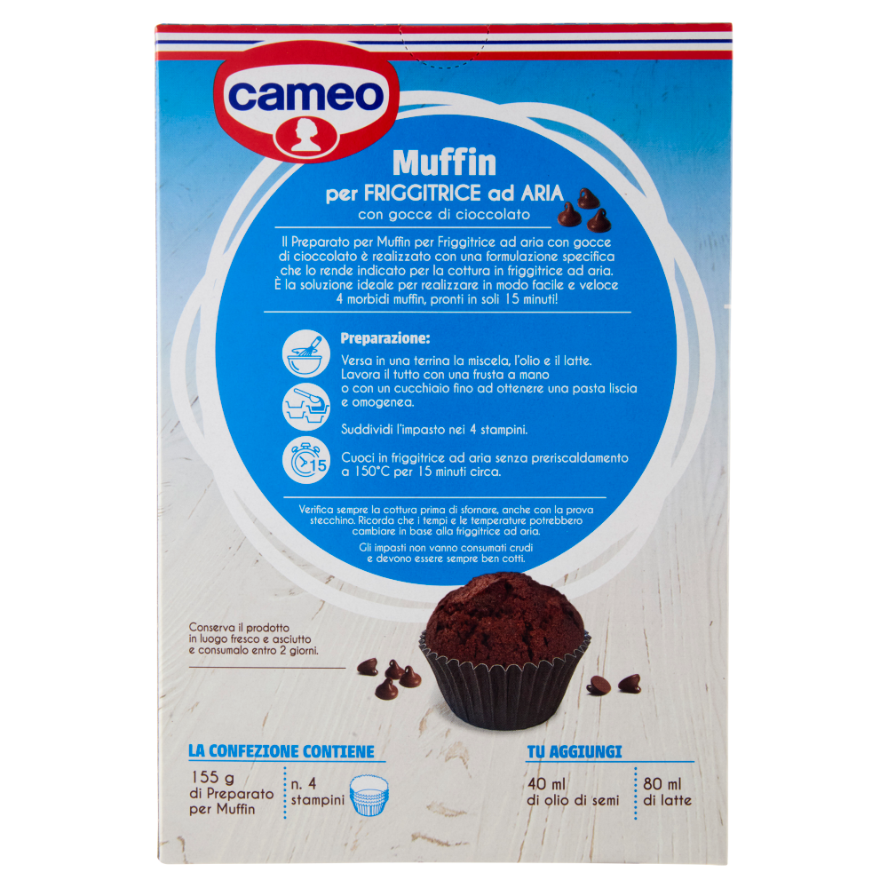 cameo Preparato per Muffin per Friggitrice ad Aria con gocce di cioccolato 155 g