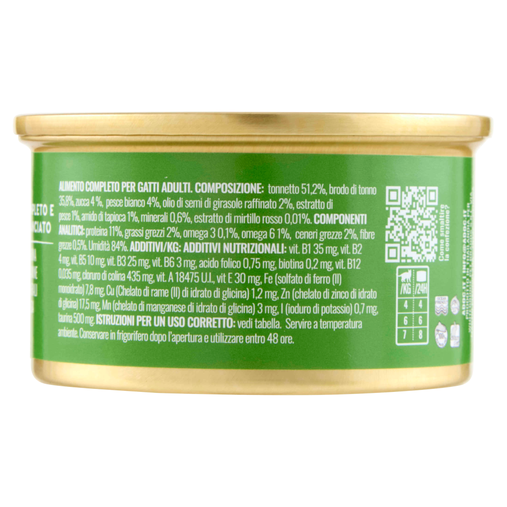 ADoC Complete For Cats Filetti di Tonnetto con Zucca e Pesce Bianco in Brodo 80 g