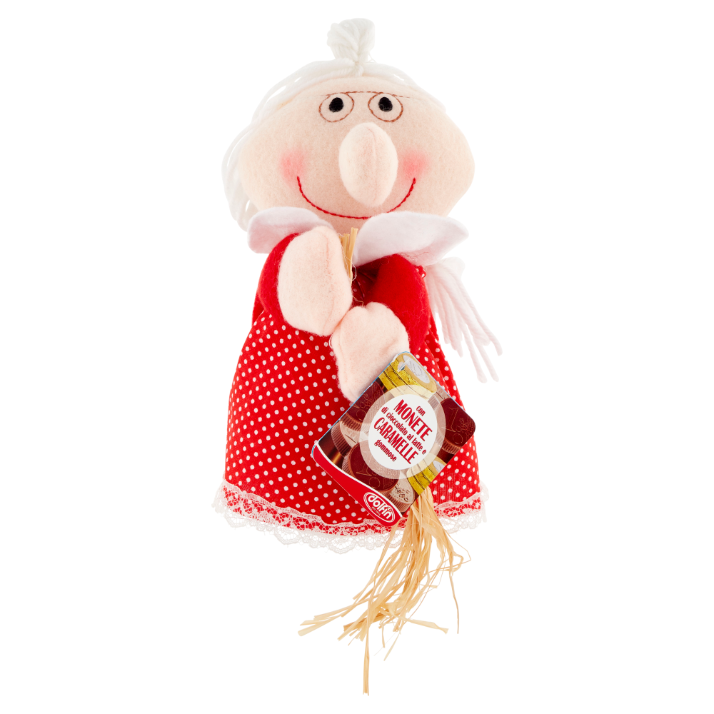 dolfin Befana con Monete di cioccolato al latte e Caramelle gommose 50 g