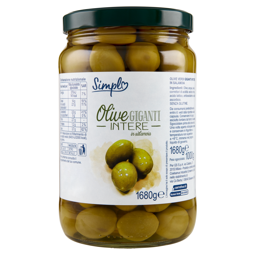 Simpl Olive Giganti Intere in salamonia 1680 g