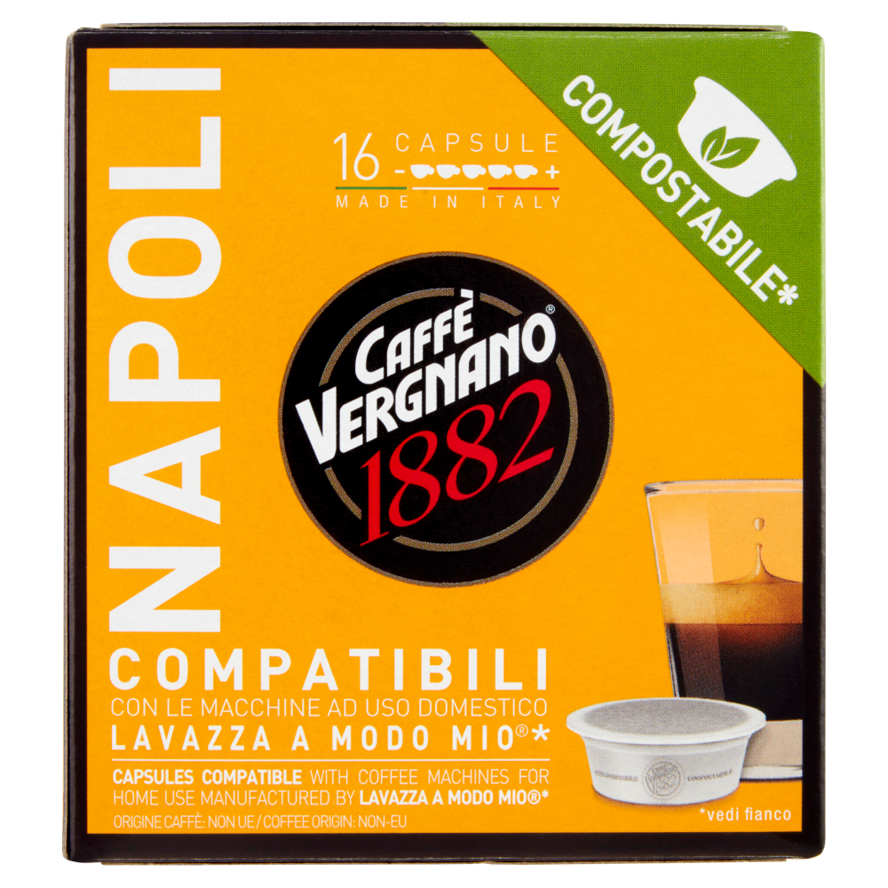 Caffè Vergnano 1882 Napoli Compostabile** Capsule Compatibili Lavazza a  Modo Mio* 16 x 7,5 g