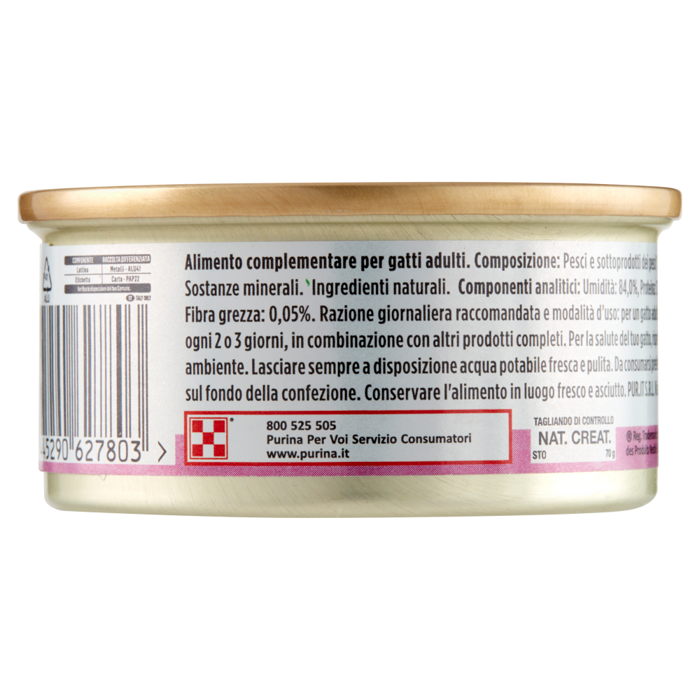 PURINA GOURMET Nature's Creations Ricco in Fiocchi di Tonnetto Naturale in Gelée e Pesce Bianco  70g