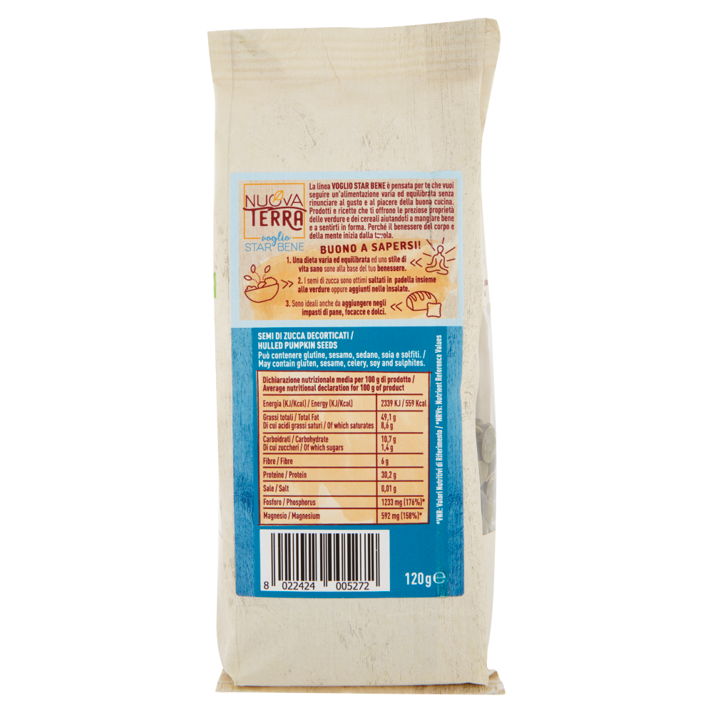 Nuova Terra voglio Star Bene Semi di Zucca 120 g