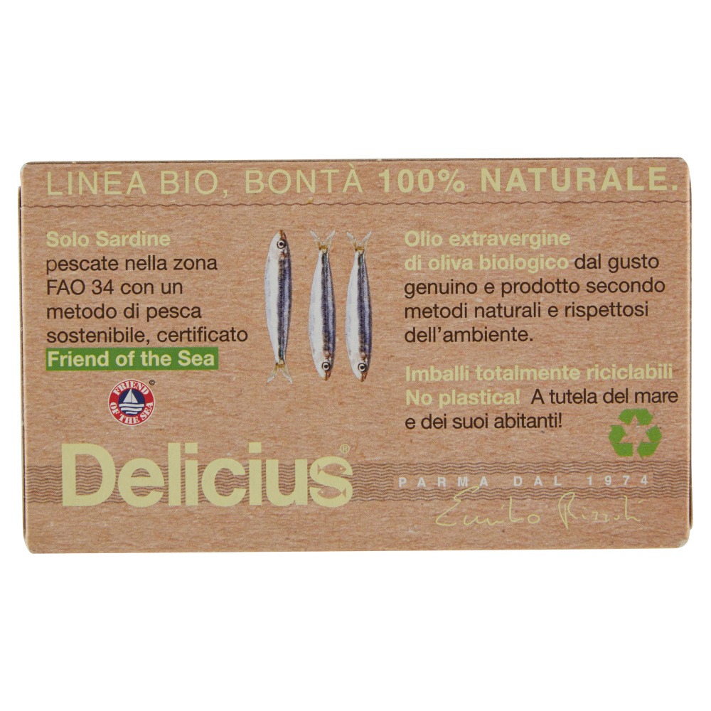 Delicius Filetti di Sardina all'olio extravergine di oliva biologico 90 g