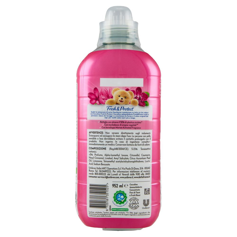Coccolino Ammorbidente Concentrato Fresh & Protect Fiori di Tiarè & Frutti Rossi 41 Lavaggi 952 ml