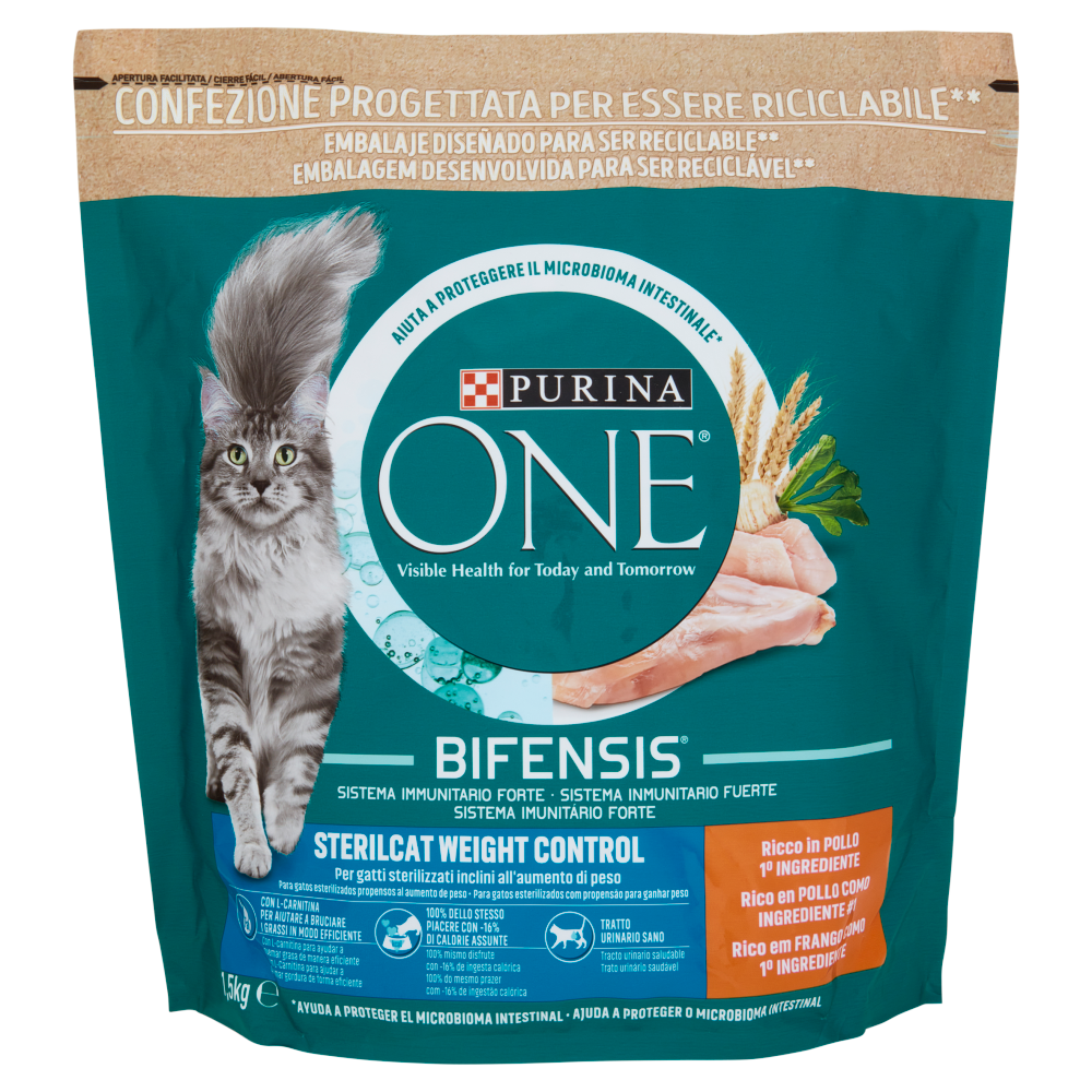 PURINA ONE Bifensis Sterilcat Controllo del Peso Pollo e Cereali Integrali 1,5 kg