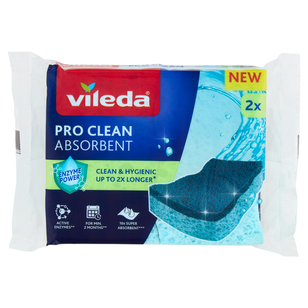Vileda Pro Clean Absorbent Spugna Abrasiva 2 pz