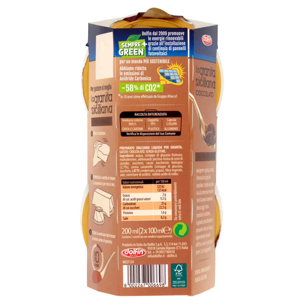dolfin sensofreddo la granita siciliana Cioccolato 2 x 100 ml