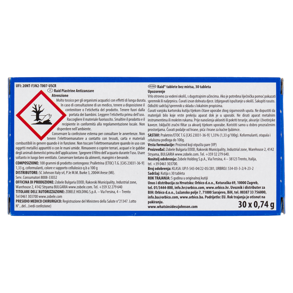 Raid Piastrine Antizanzare Comuni e Tigre, Azione prolungata, Ricarica 30 pezzi