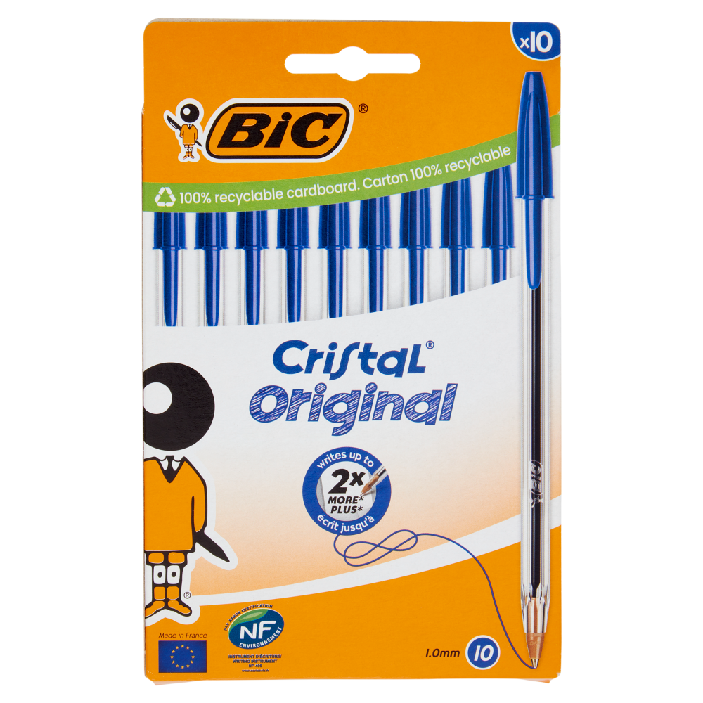 Bic Cristal original 1.0 mm 10 penne blu