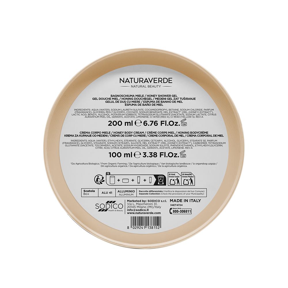 NV GIFT SET SENSORIALE MIELE (BAGNOSCHIUMA 200ML+CREMA CORPO 100 ML+SCATOLA CILINDRO LATTA)