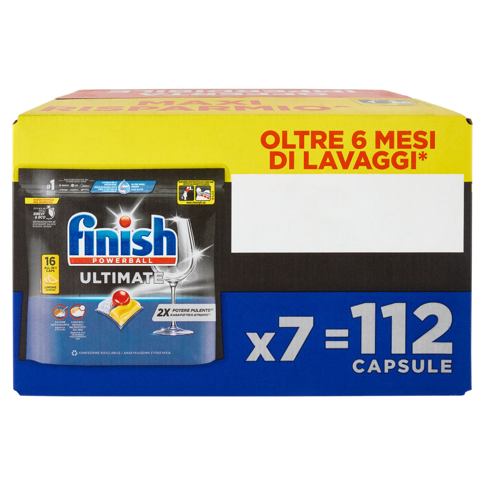 Finish Ultimate Limone pastiglie lavastoviglie 112 lavaggi 1444,8 g