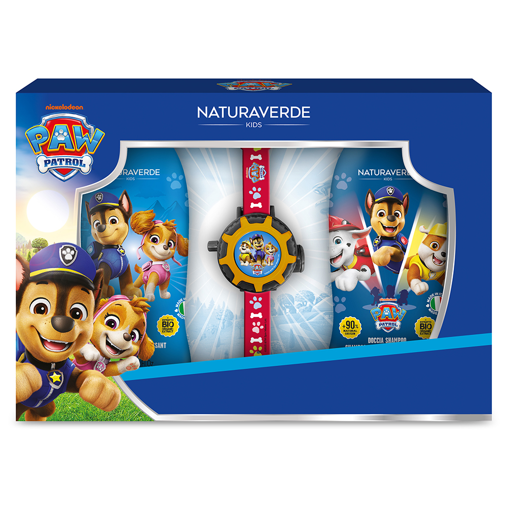 PAWPATROL GIFT SET OROLOGIO (Bagnoschiuma 250 ml+ Doccia Shampoo 250 ml+ Orologio Proiettore)