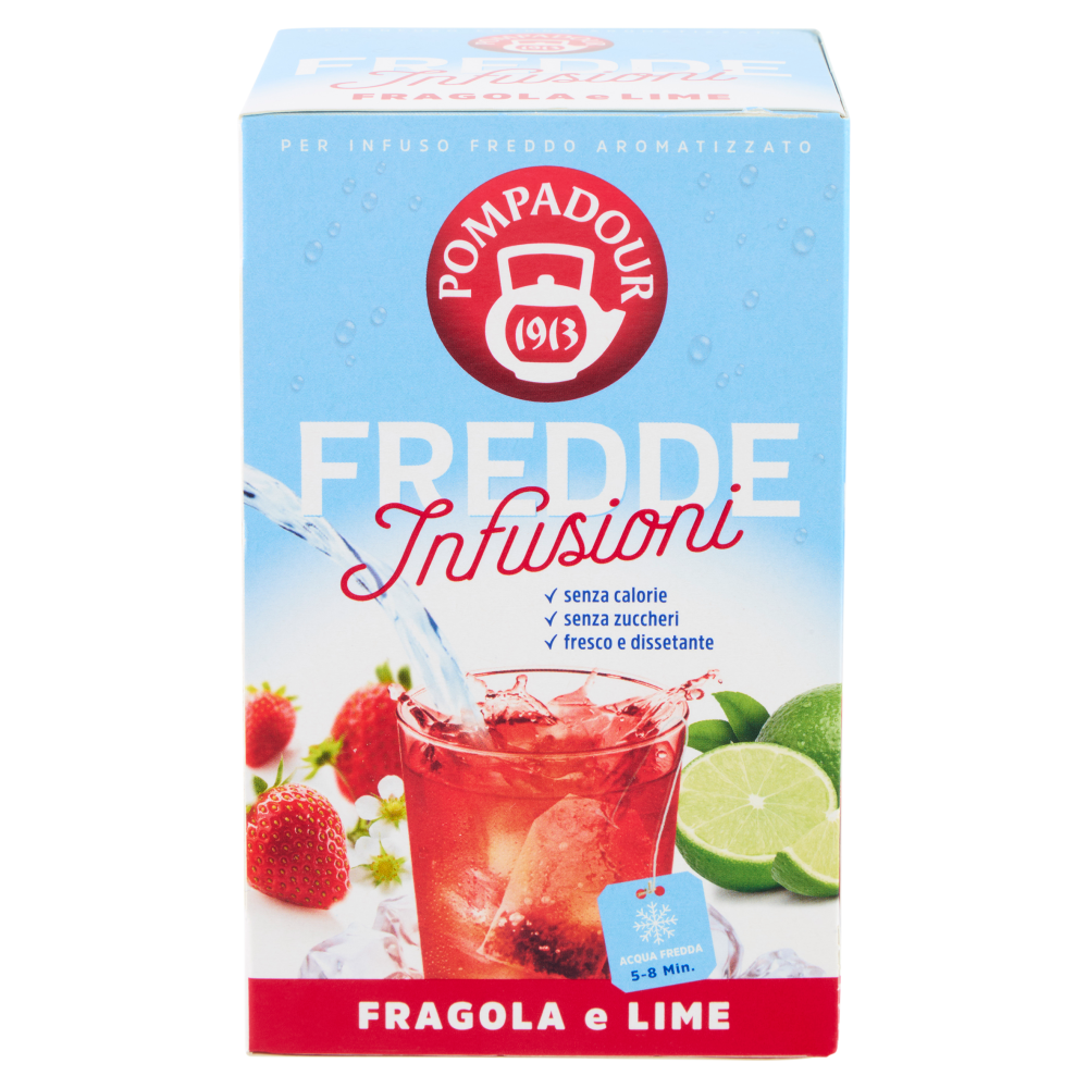 Pompadour Fredde Infusioni Fragola e Lime 18 x 2,5 g