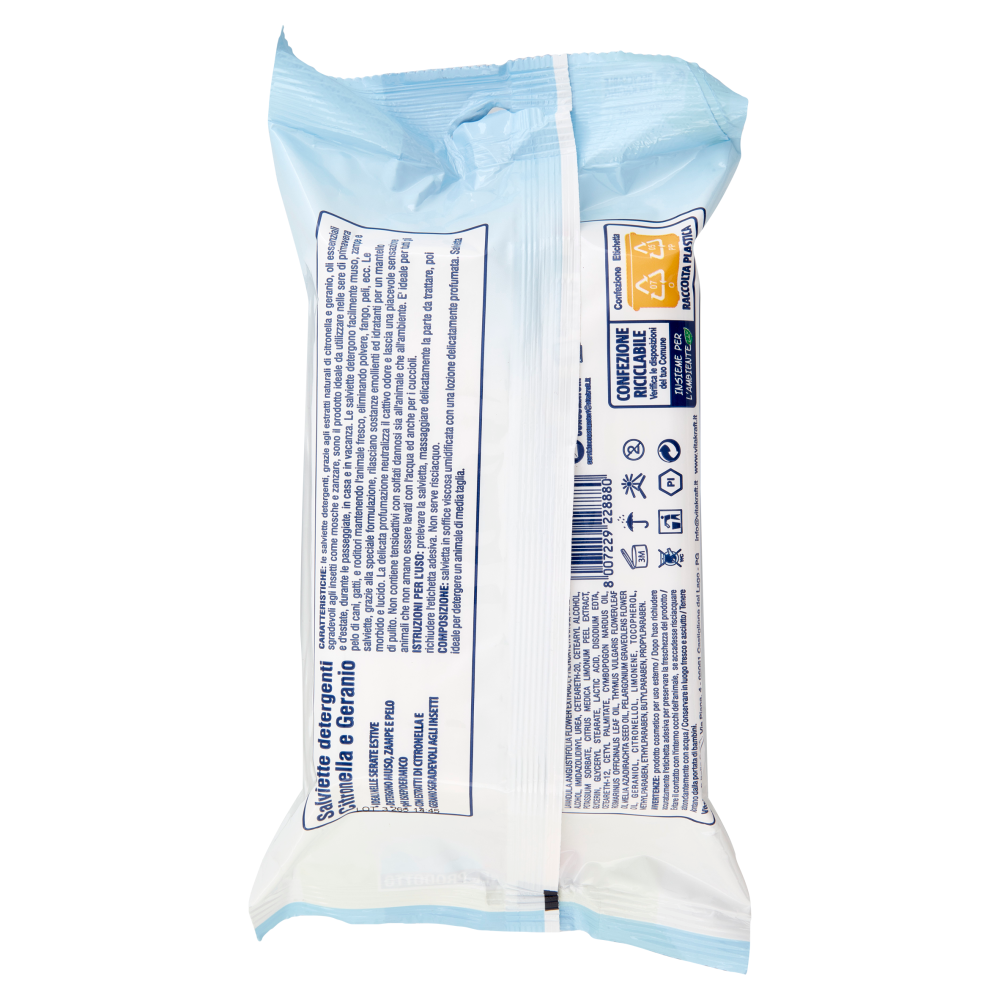 Vitakraft Salviette Detergenti Citronella e Geranio 30 pz