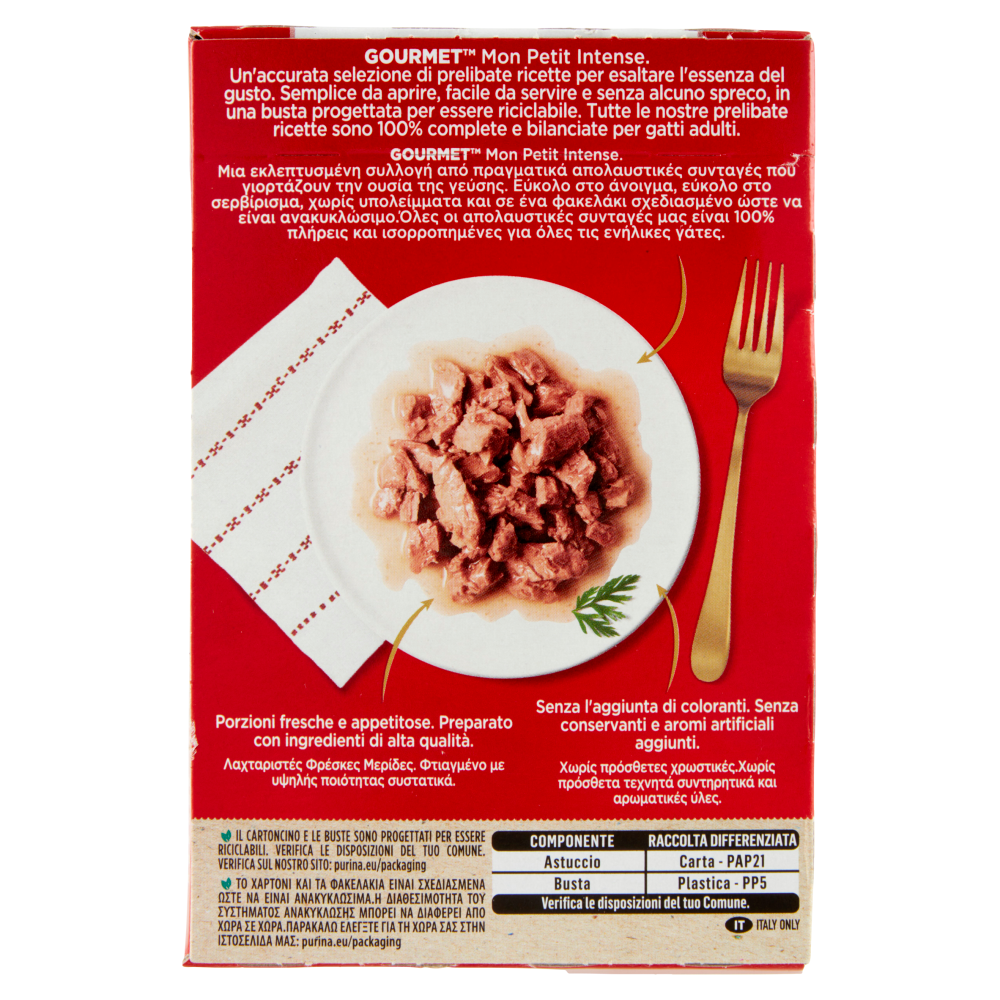 PURINA GOURMET Mon Petit Filettini Intense cotti in Salsa (Merluzzo / Salmone / Sardine) 6x50g