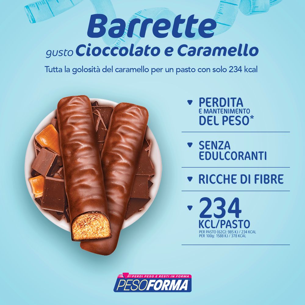 Pesoforma Barrette sostituto del pasto Cioccolato Caramello 12x31g