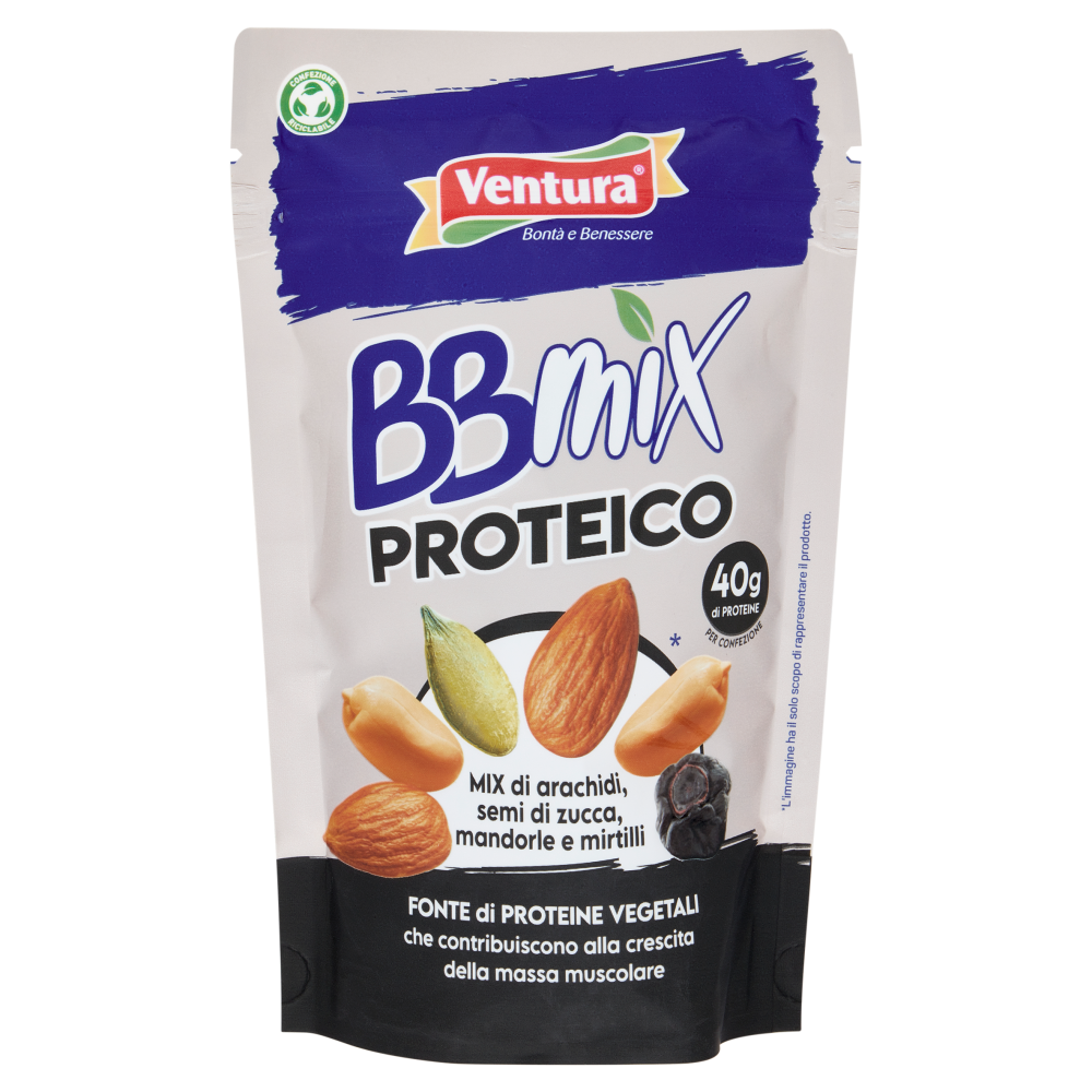Ventura BBmix Proteico Mix di arachidi, semi di zucca, mandorle e mirtilli 150 g