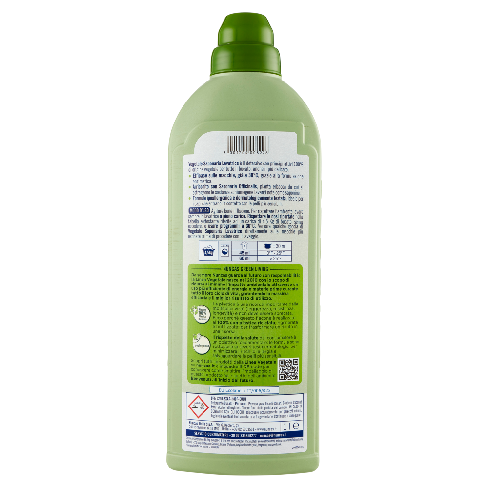 nuncas Vegetale Saponaria lavatrice Freschezza naturale 1 l