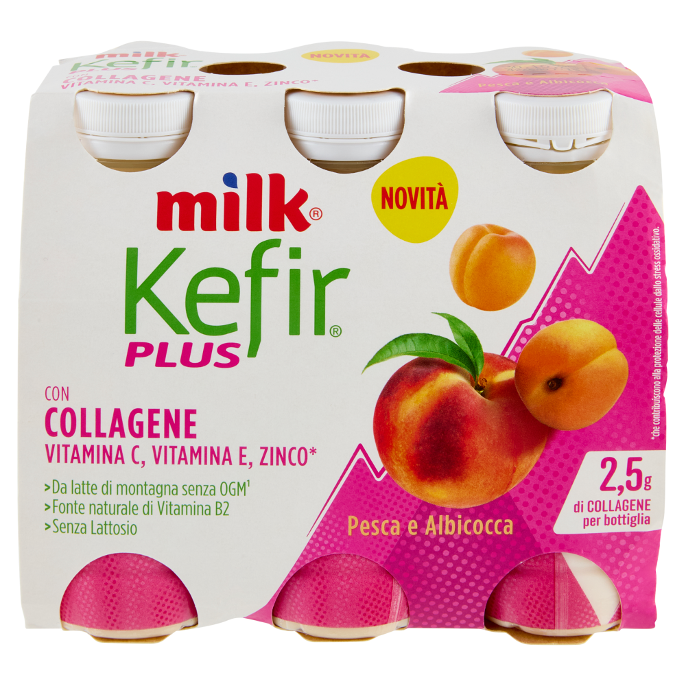 Milk Kefir Plus con Collagene Pesca e Albicocca 6 x 100 g