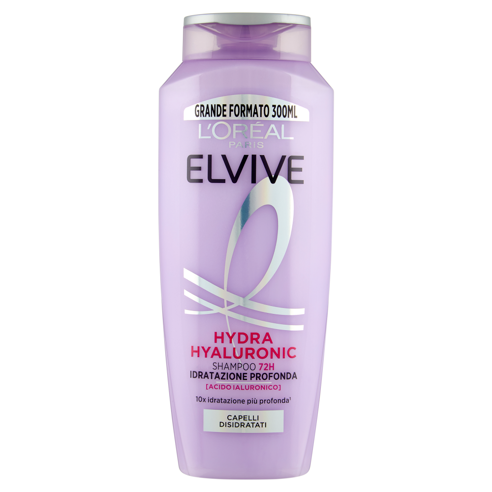 Elvive Hydra Hyaluronic Shampoo 72H Idratazione Profonda, per Capelli Disidratati, 300 ml
