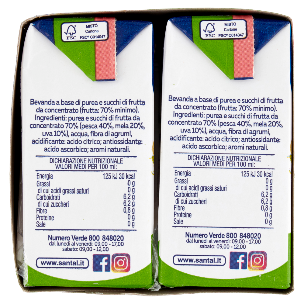 Sant&agrave;l Dolce di Natura pesca Senza Zuccheri Aggiunti 6 x 200 ml