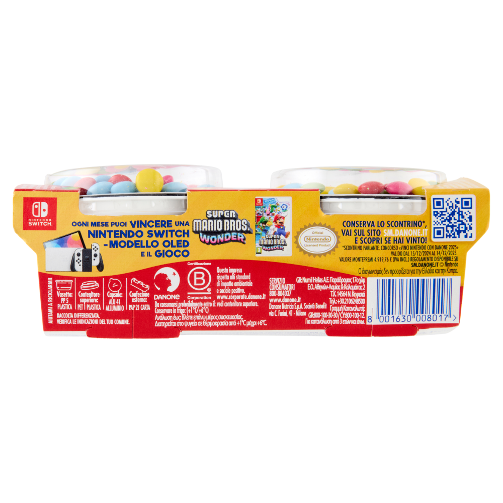 DANONE Super Mario, Yogurt gusto Banana con Confettini, 2x110g