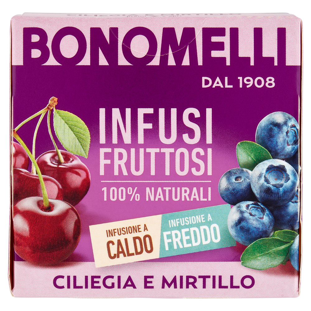 Bonomelli Infusi Fruttosi 100% Naturali Ciliegia e Mirtillo 12 Filtri 24 g