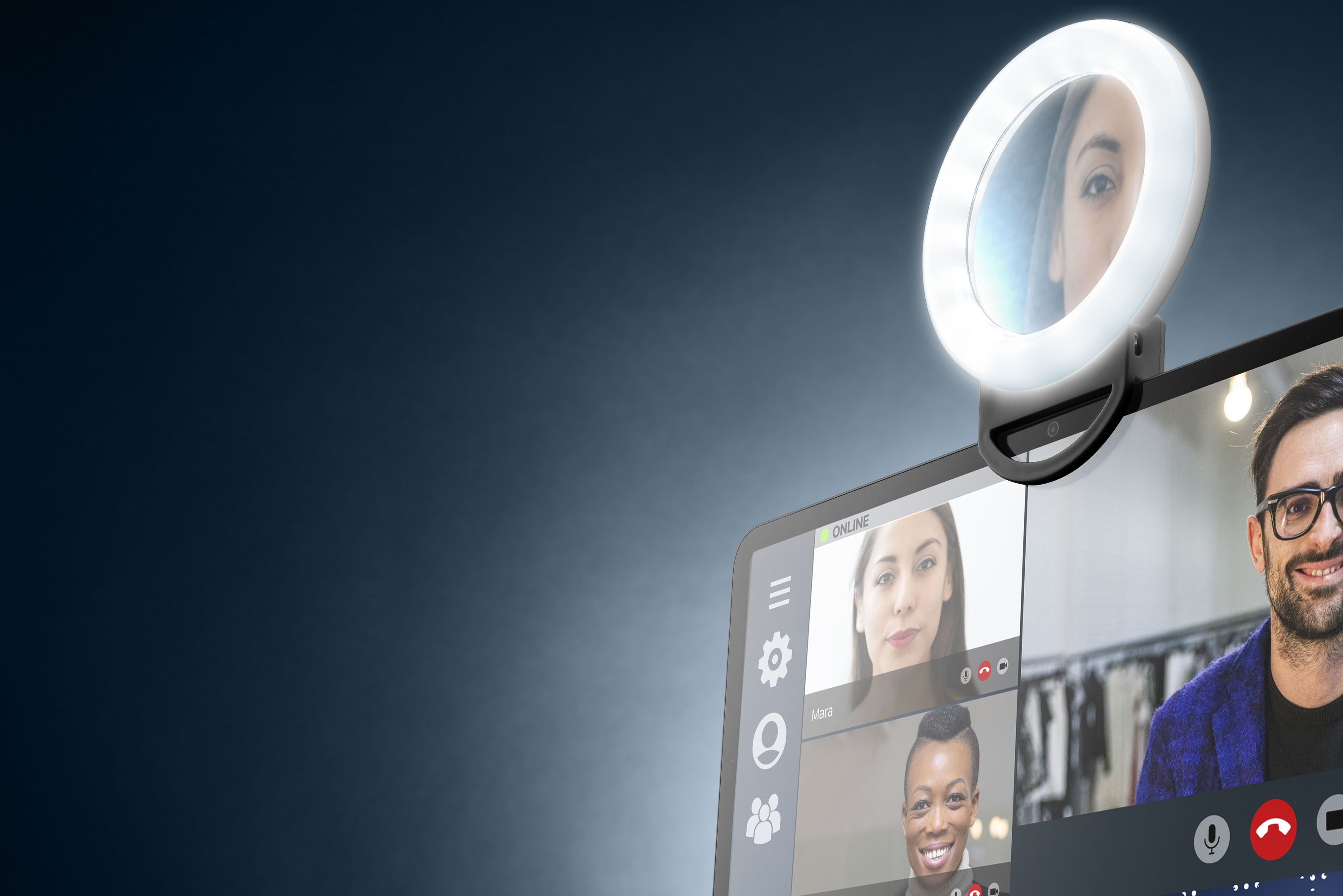 Tech Pop Selfie Ring Pocket Multicolor - Universale Anello led a clip con modalit&agrave; RGB a luminosit&agrave; regolabile e specchio integrato.