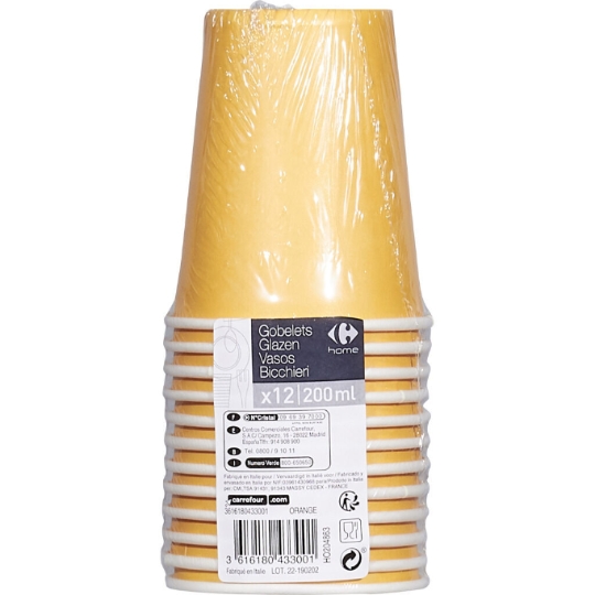 12 bicchieri arancio 20cl Carrefour