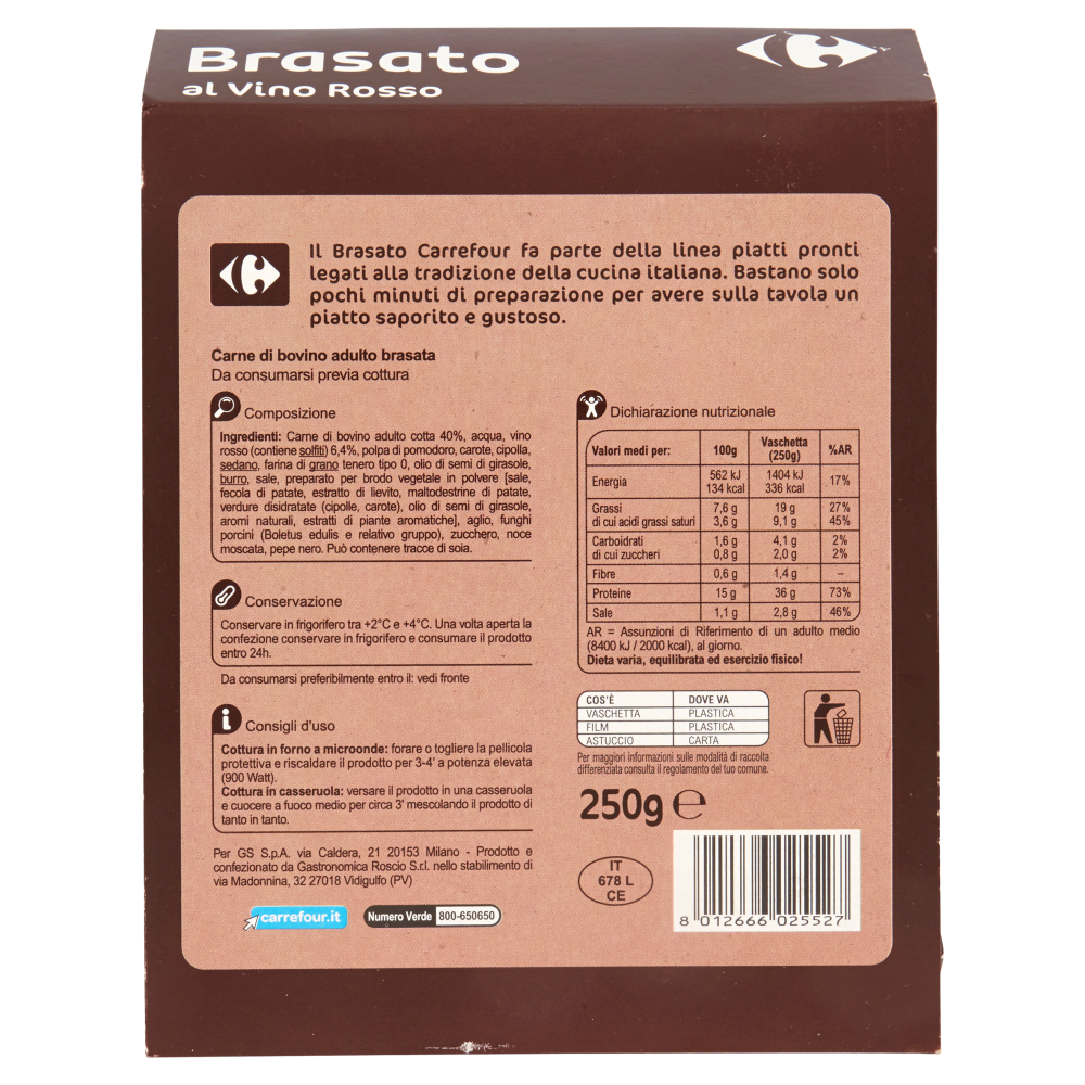 Carrefour Brasato al Vino Rosso 250 g