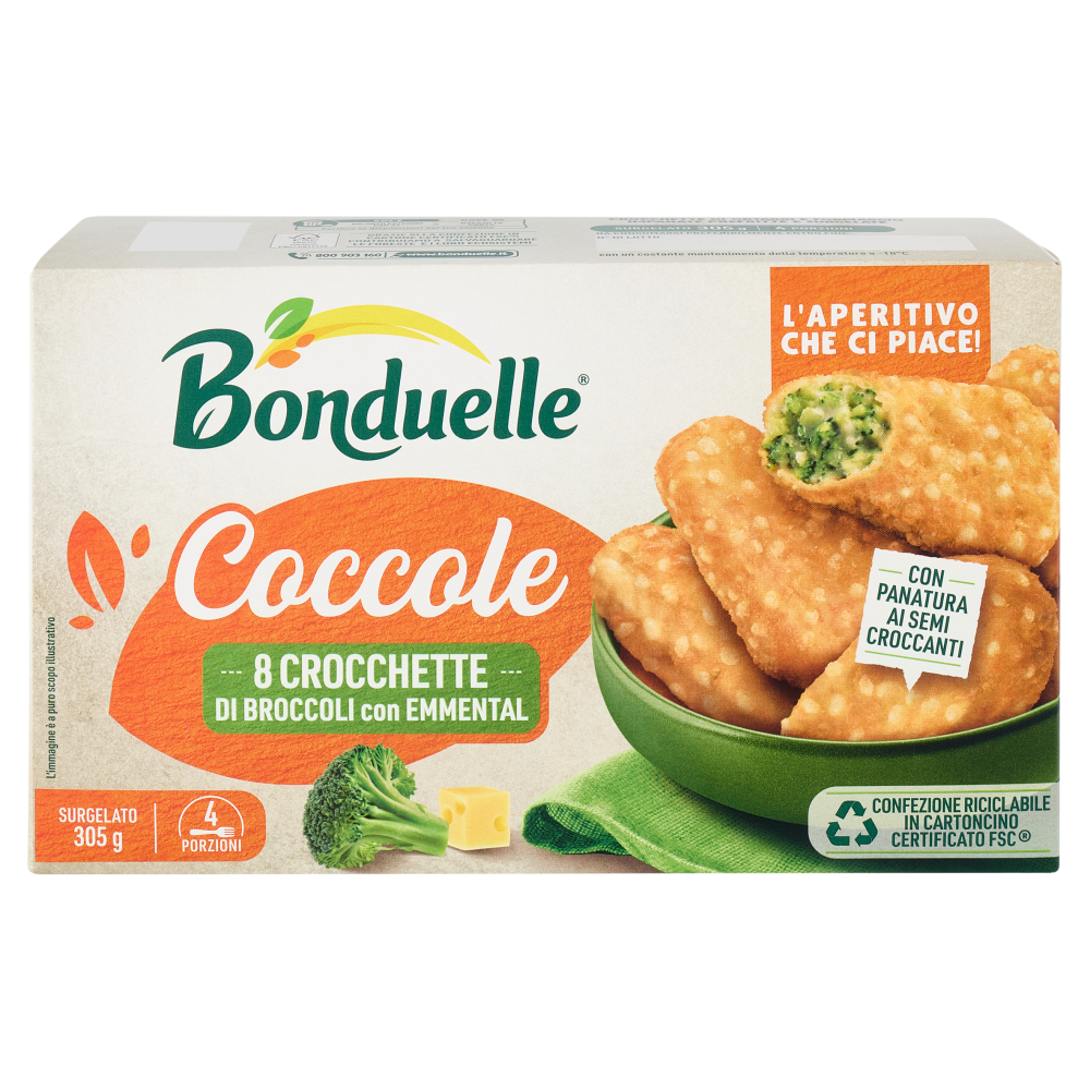 Bonduelle Coccole 8 Crocchette di Broccoli con Emmental Surgelato 305 g