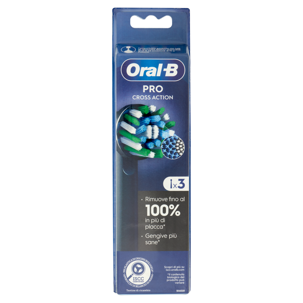 Oral-B Testine di Ricambio Pro Cross Action per Spazzolino Elettrico Denti Ricaricabile 3 pz