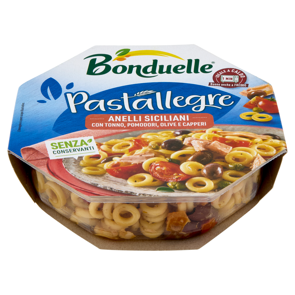 Bonduelle Pastallegre Anelli Siciliani con Tonno, Pomodorini, Olive e Capperi 200 g